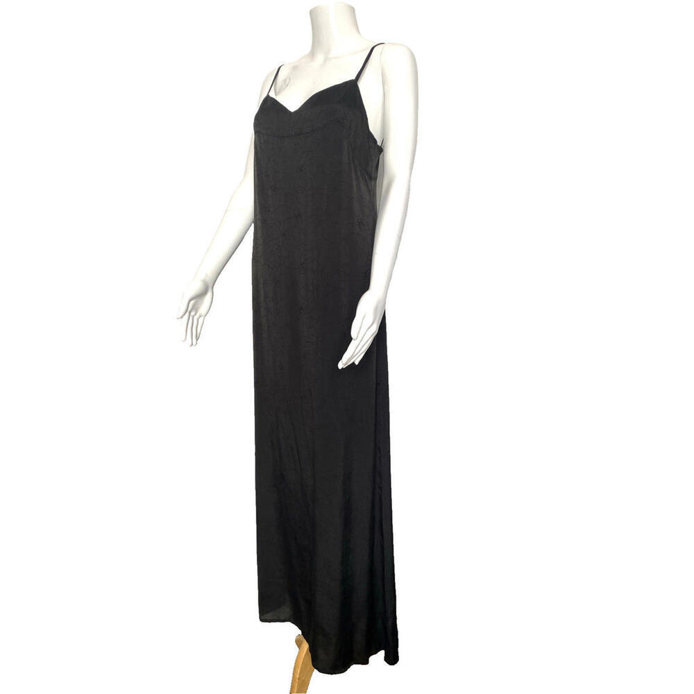Vintage CHANEL Black Camellia CC Spaghetti Strap Backless Silk Maxi Dress FR-38 - Picture 2 of 9